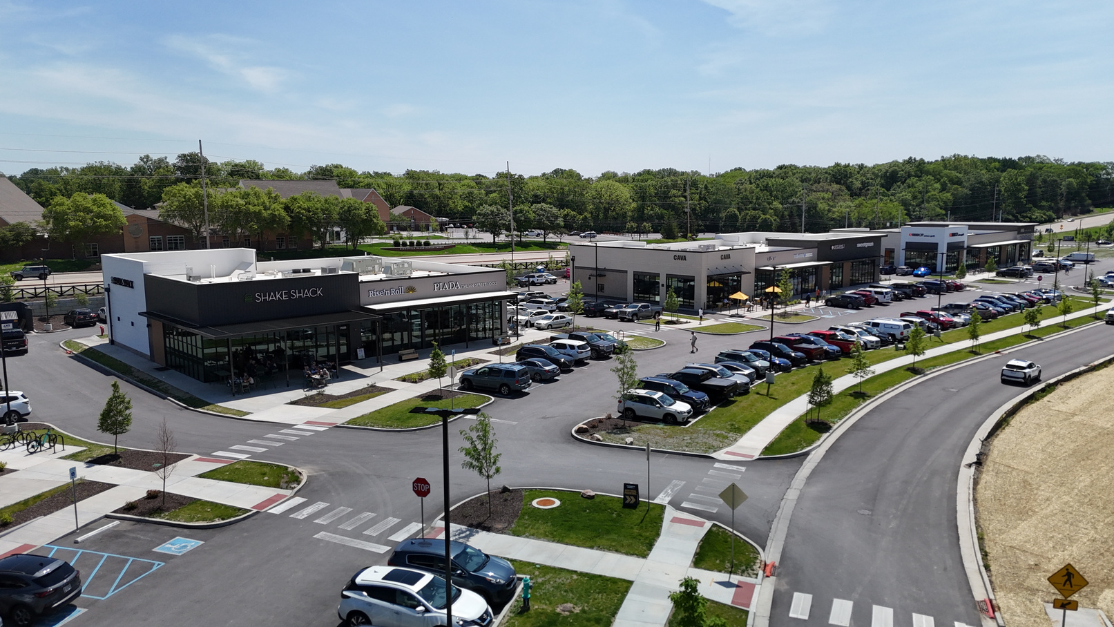 Aerial view of The Farm at Zionsville retail district