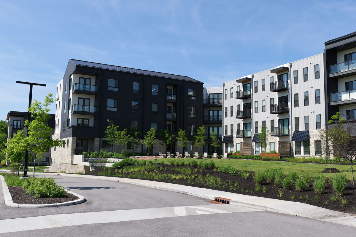 Modern multifamily buildings at The Farm